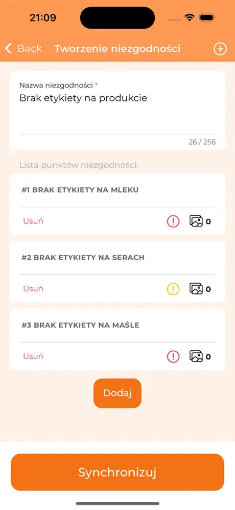 PackFood — tworzenie niezgodności w aplikacji mobilnej